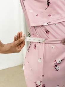 SHEIN Refreshing Print Short Sleeve Top And Long Pants 2 Pieces Maternity Set - Pink - View 3