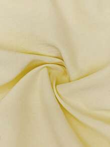 INAWLY 女士纯色扭纹抹胸性感短款度假黄色连衣裙 - 黃色 - 查看 4