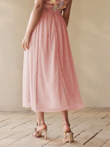 MOTF PREMIUM Falda fluida fruncida - Rosa - Ver 4