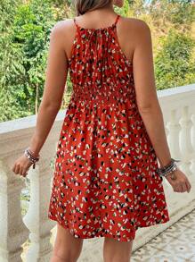 SHEIN Abito da donna SHEINS con vita aderente, fantasia floreale, senza maniche, con spalline a spaghetti, adatto per vacanze e appuntamenti, maternity estivo