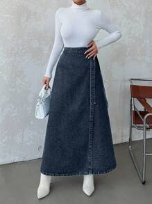 RueChic 女士系带牛仔裙，日常休闲装