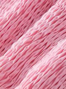 Glamorique Kids 年轻女孩纯色 Ru-Fle 和花卉贴花拼接优雅夏装 - 粉色 - 查看 8