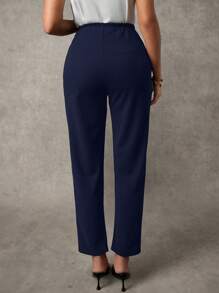 MaterniChic 孕妇休闲纯色可调节腰围裤 - 藏蓝色 - 查看 2