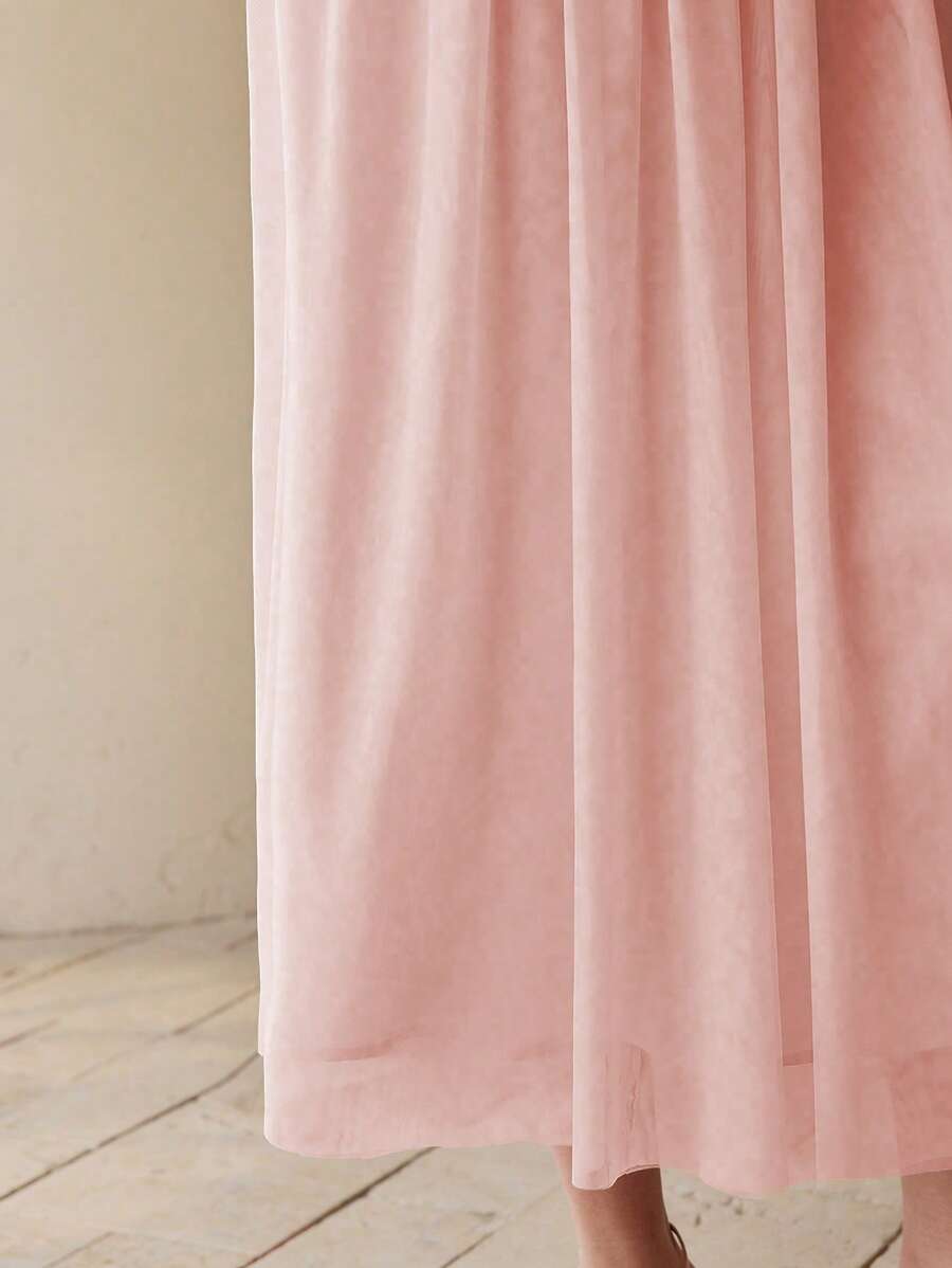 MOTF PREMIUM GATHERED FLOWY SKIRT - Pink - View 2