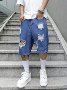 Manfinity EMRG Plus Size Men's Simple Casual Denim Shorts, Suitable For Summer Going Out Urban Hang Out Street Vacation