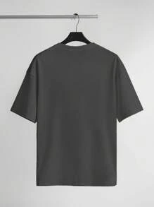 RivetRise Men's Grey Knit Dropped Shoulder Short Sleeve 1975 Graphic T-Shirt - Grey - View 2