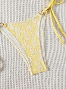 Swim Mod Trang phục bãi biển mùa hè cho phụ nữ - Đồ bơi gợi cảm bằng vải ren ngọc trai - Màu vàng - Xem 4
