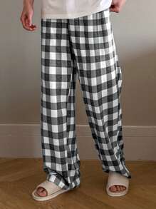 DAZY Pantalones de pijama a cuadros para hombres en primavera, otoño e invierno - Gris - Ver 3