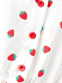 SHEIN Young Girls Strawberry Pattern Casual Vacation Cute Sleeveless Dress, Spring/Summer - Multicolor - View 9