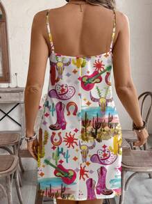 SHEIN VCAY Plus Size Women Casual Minimalist Floral Print Vacation Dress, Suitable For Summer - Multicolor - View 2