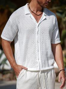 Manfinity Homme Men's Simple Solid Color Cardigan, Suitable For Summer Vacation - White - View 5