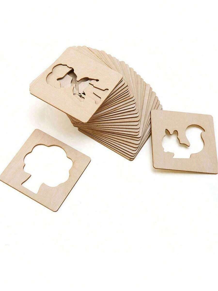 镂空绘画模板（随机模板样式），学生返校艺术绘画套装，返校，学校用品。 - 米色 - 查看 1