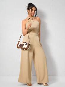 SHEIN SXY Quý cô, Túi đeo vai nữ, Túi Hobo, Thời trang, Thanh lịch, Đơn giản, Cá nhân hóa, Đa năng, Cổ điển, Họa tiết bò, Họa tiết động vật, Khóa cứng, Cho buổi hẹn hò, Hàng ngày, Mua sắm, Trà chiều - màu nâu - Xem 8