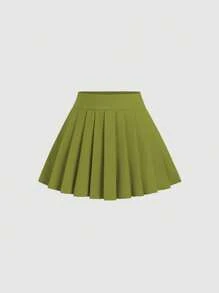 Sweetra 女士优雅奢华风格装饰纽扣背心 + 褶皱迷你裙 2 件套西装套装，适合派对 Y2K 装 - 綠色 - 查看 4