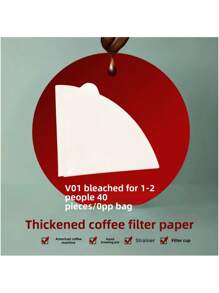 40pcs/100pcs V01 Coffee Filter, V-Shaped Coffee Filter Paper, Unbleached Natural Paper Filter, Disposable Coffee Tea Filters For Pour Over And Drip Coffee Maker - White - View 8