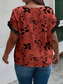 INAWLY Solva Damen Große Größen V-Ausschnitt Flare Ärmel Bluse