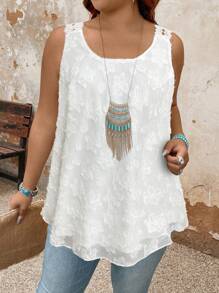 EMERY ROSE 大码女式度假提花撞色蕾丝宽松背心