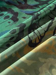 Muchica 夏季乡村音乐会图案女式印花网眼吊带背心 - 藍色 - 查看 5