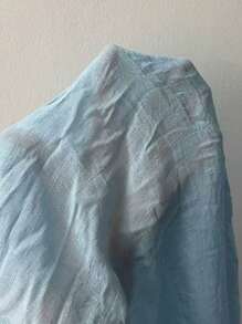 SHEIN Swim Women's Vacation Plain Color Rolled Sleeve Casual Kimono Cover-Up For Summer - Baby Blue - View 7