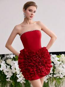 MOTF PREMIUM VÁY BODYCON ỐNG VÁ HOA - Đỏ - Xem 3