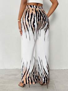 Zolique 女士时尚动物印花阔腿裤，适合通勤、夏季、乡村音乐会、狂欢节、度假、波西米亚风 - 彩色 - 查看 2