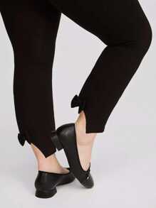 Chikora Plus Size Simple Solid Color Casual Pants, Suitable For Summer - Black - View 1