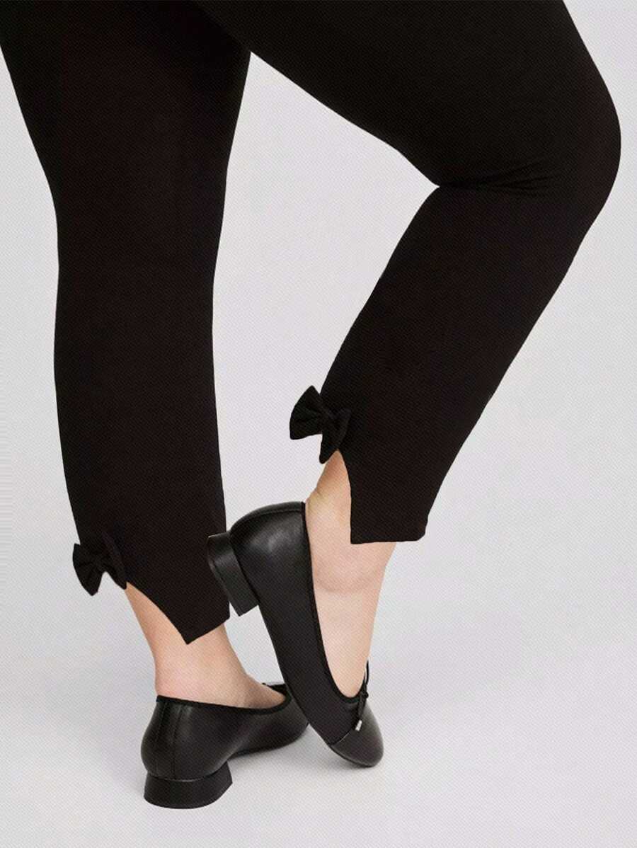 Chikora Plus Size Simple Solid Color Casual Pants, Suitable For Summer - Black - View 1