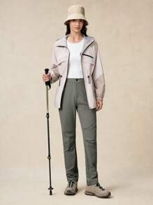 OutZeal 女士防水弹力尼龙修身多口袋户外裤，适合露营、徒步、登山等秋冬季活动 - 灰色 - 查看 4