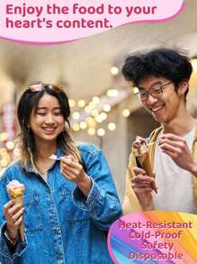 SHEIN 50pcs/100pcs-Colored Taster Spoons, Plastic Mini Spoons Multi-Color, Small Dessert Spoons, Ice Cream Spoons For Crafts, Tasting, Sampling ,Tasting Cake, Yogurt, Jam,Color Random