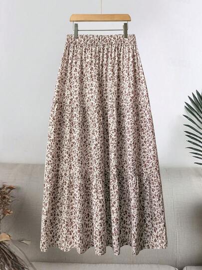 SHEIN LUNE 碎花层叠下摆半身裙，非常适合海滩度假