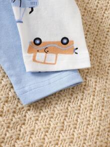 2 件套新生男婴汽车卡通全身印花趣味长袖连脚连体衣 + 围兜套装，适合所有季节婴儿服装套装新生儿套装男孩柔软婴儿服装新生男婴服装婴儿服装套装男女通用婴儿服装新生儿男女通用服装新生儿婴儿服装男女通用纯棉夏装夏季睡衣假日旅行休闲夏装纯棉婴儿服装新生儿婴儿服装男童 - 藍白色 - 查看 7