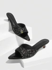 CUCCOO SZL Pointed Toe Stiletto Heel Versatile Women High Heel Sandals - Black - View 2