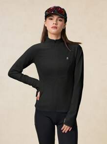 OutZeal SunProof UPF50+ 清凉修身立领防晒夹克 女款 带拉链口袋 运动健身 健身房 - 黑色 - 查看 9