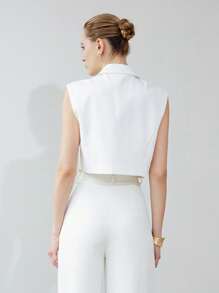 Aveloria Modichic Summer Cool Style Sleeveless Cropped Vest Jacket  - White - View 6
