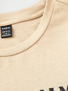 SHEIN 孕妇休闲字母印花短袖 T 恤，夏季