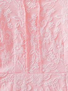 Tween 女童蓝色提花优雅花卉泡泡袖 A 字裙，时尚公主连衣裙，花卉图案装饰，高腰，正式派对装