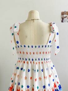 Soleia Robe Cami à imprimé floral coloré avec bretelles nouées, pour femmes grandes tailles. Tenue de vacances/remise des diplômes/rentrée scolaire - Multicolore - Voir 7