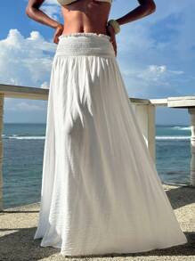 Opulessa 女士纯色高腰A字梭织半身裙，性感优雅，适合派对、毕业典礼、舞会、奢华晚宴、秋冬季、国庆节、新年、外出、婚礼宾客等场合。