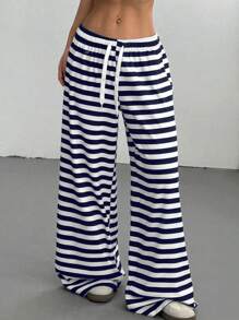 Flirla Women's Striped Design Casual Slim-Fit Pants Fall Cloth For Women - Blue - View 5