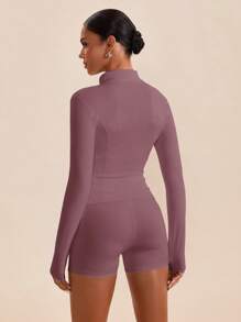 VARSIVA 高领长袖紧身女式运动套装 - 紫色 - 查看 2