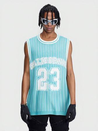 Prep Suéter de punto con cuello en V y estampado numérico, para uso diario