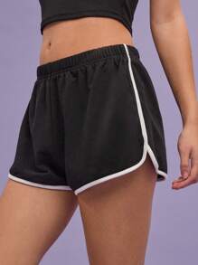 COUREZ Low Rise Sports Black Short Summer Outfits For Women /Casual /Activewear Y2K Vintage Cotton - Black - View 6