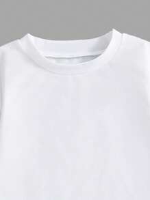 SHEIN 2pcs Set Boys Casual Simple Pattern Short Sleeve Crew Neck T-Shirt And Pants Set, Suitable For Summer - White - View 6