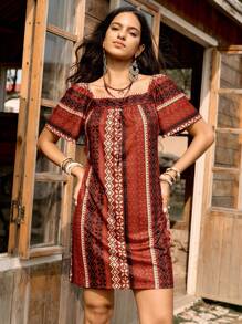 LanaWest Women's Retro Bohemian Pattern Holiday Dress (Random Cutoff) - Multicolor - View 6