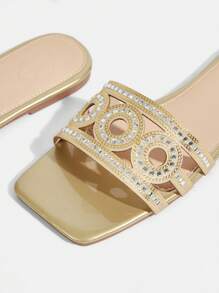 CUCCOO TILAWA Women's Red Fashion Metal Buckle Flat Sandals - Gold - View 6