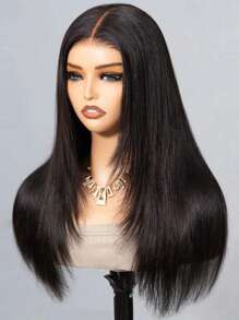 Glueless Straight Layered Wigs Wear&Go 5x5 Lace Closure Wig 14 16 Inch 180 Density Natural Color Shoulder Length Human Hair Wig - SNatural - View 4