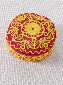 2 件男婴复古图案全身手工刺绣背心上衣 + 帽子服装，6 个月至 3 岁 - 紅色 - 查看 3