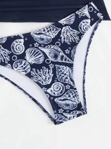 Swim Lushoire 2pcs/Set Summer Beach Outfit For Women: Sleeveless Floral Print Crew Neck Top + Low Waist Random Print Pants, Elegant Camisole & Bikini Set