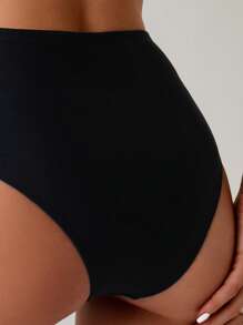 Swim Basics Women Summer Beach Solid Ruched Bikini Bottom - Black - View 4