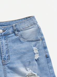 Jeanoix Denim Shorts, Simple & Fashionable, Suitable For Summer - Light Wash - View 3